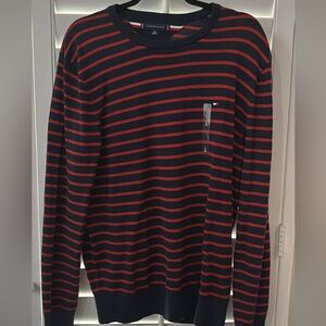 Tommy Hilfiger Navy and Red Striped Sweater